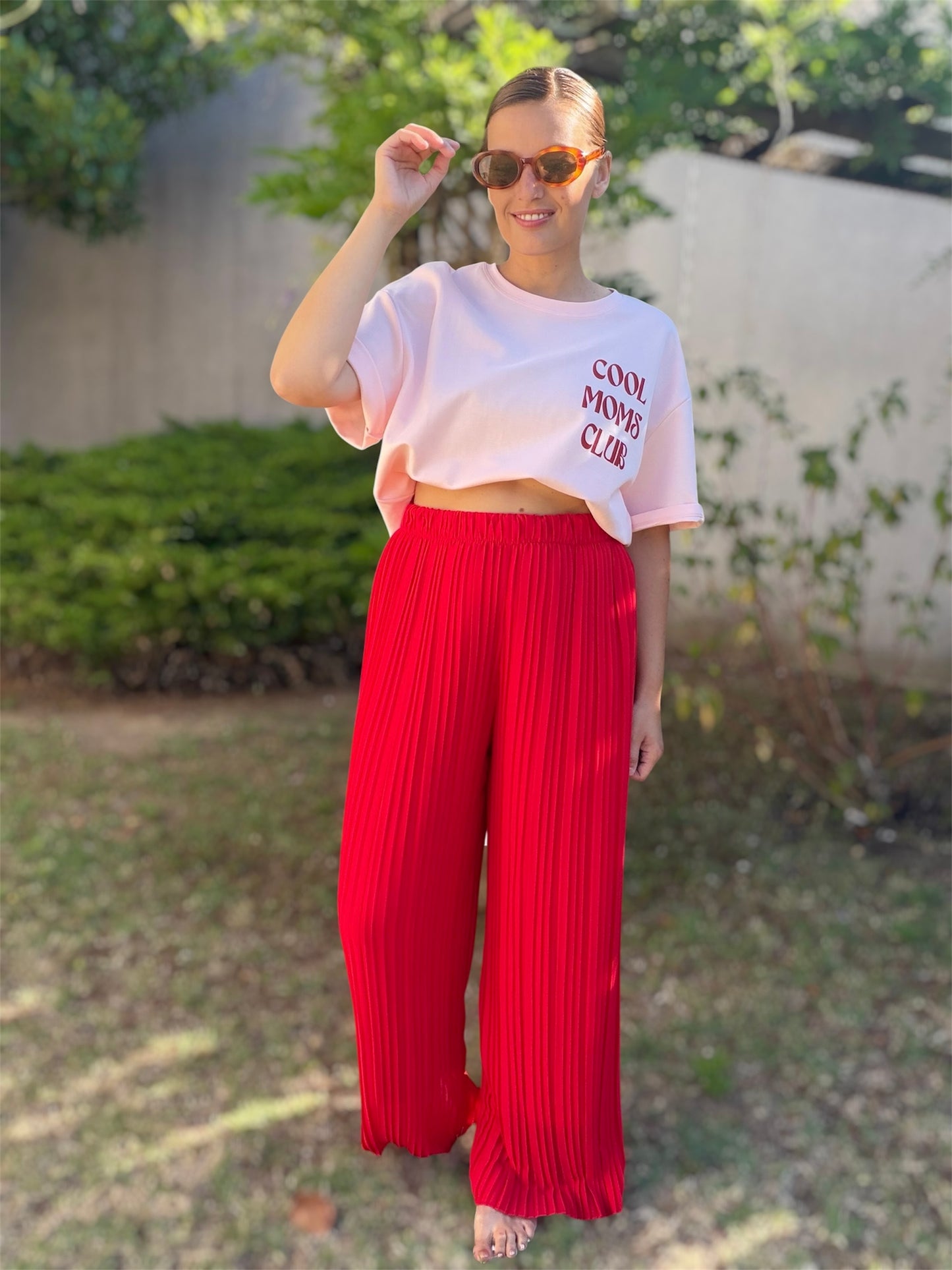 Pantalon fluide Capri rouge