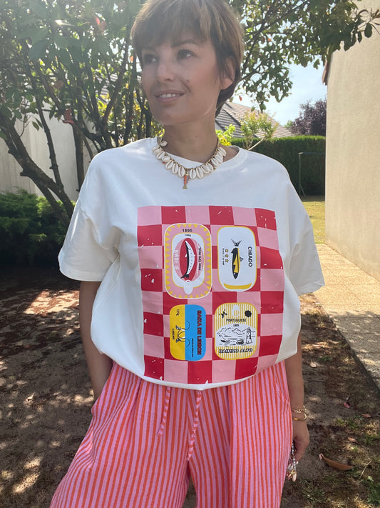 T-shirt Sardine blanc