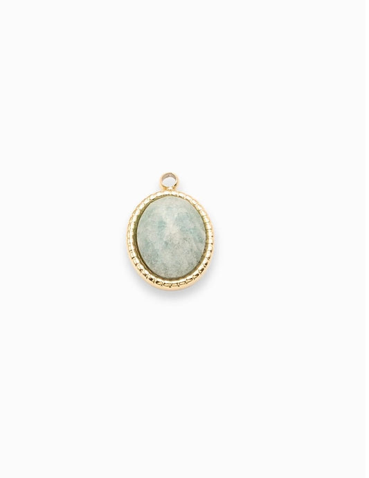 Pendentif ovale cabochon 12*10mm amazonite
