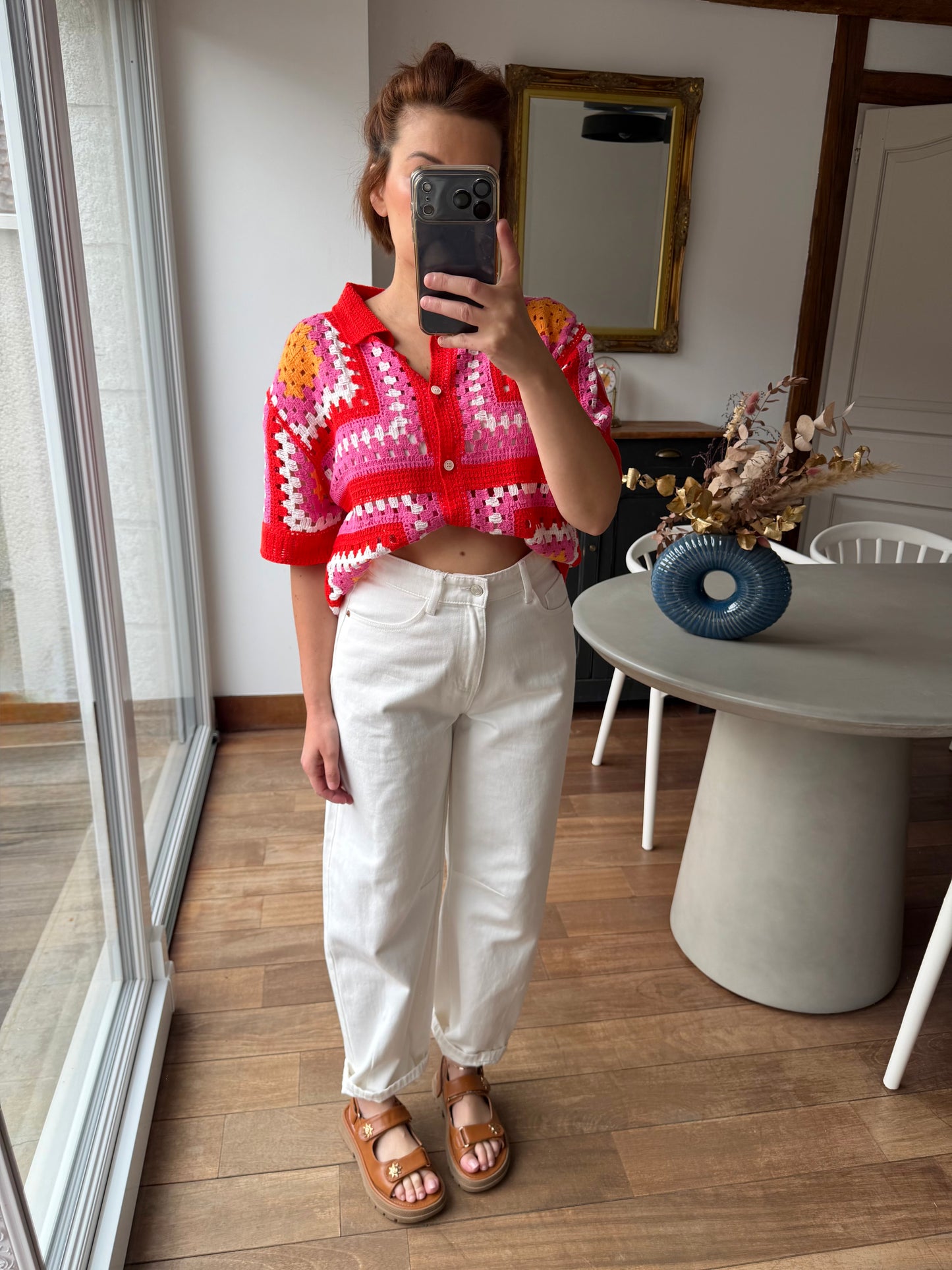 Chemise Cherry en crochet rouge