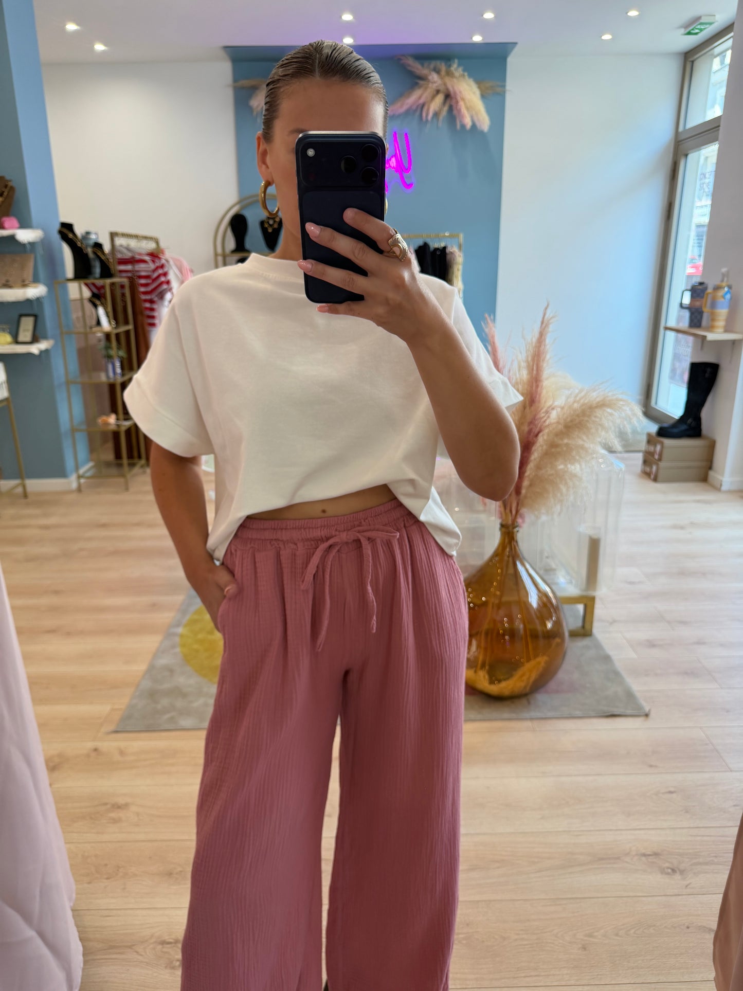 Pantalon Rosso gaze de coton