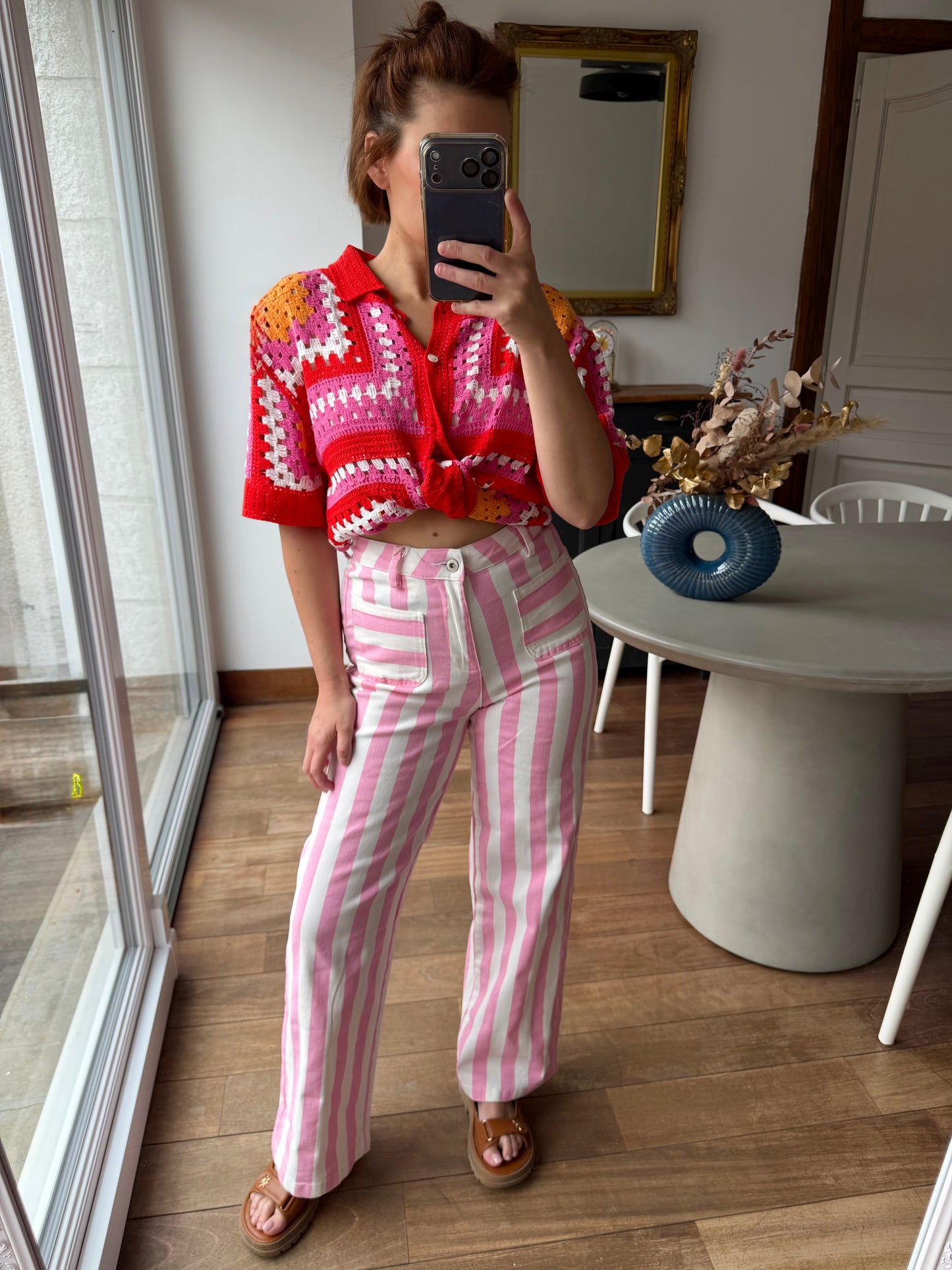 Chemise Cherry en crochet rouge