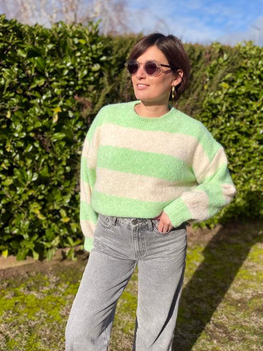 Pull Houna vert/beige