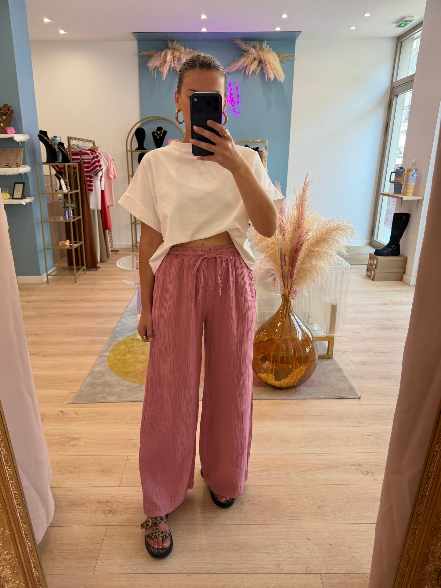 Pantalon Rosso gaze de coton