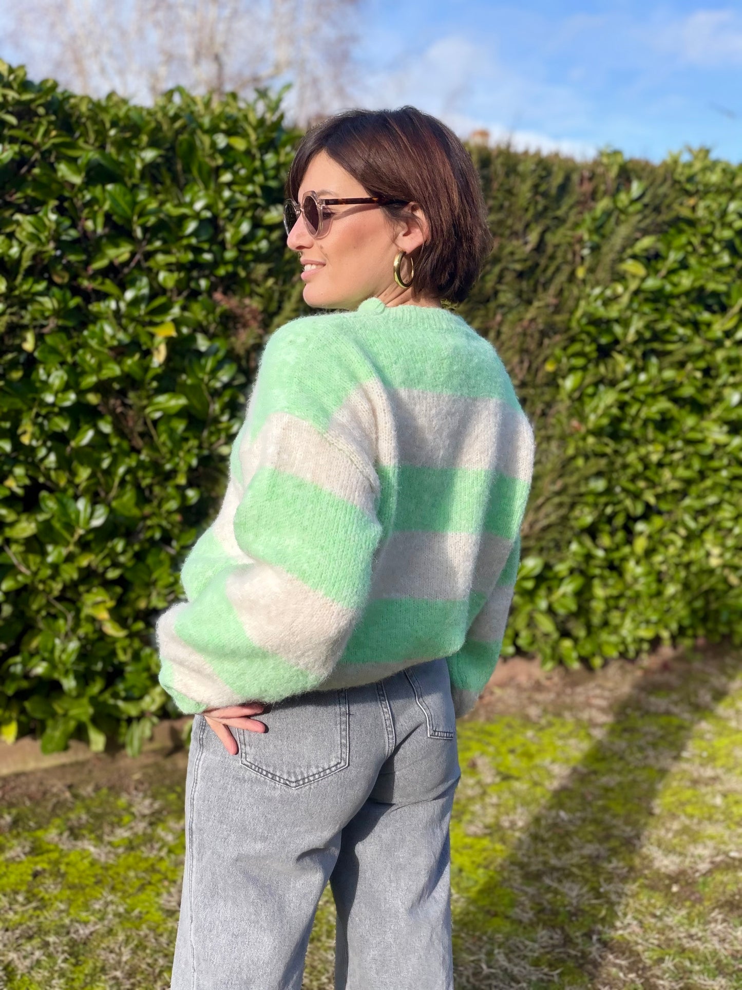 Pull Houna vert/beige