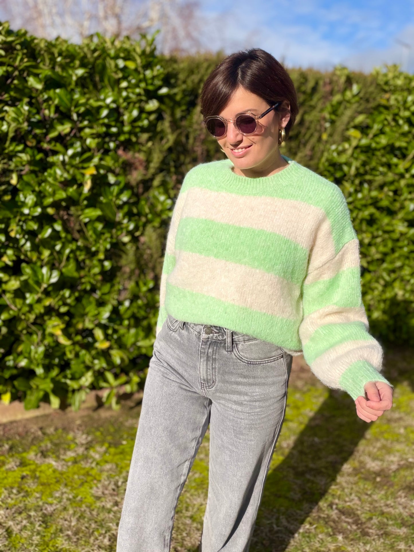 Pull Houna vert/beige