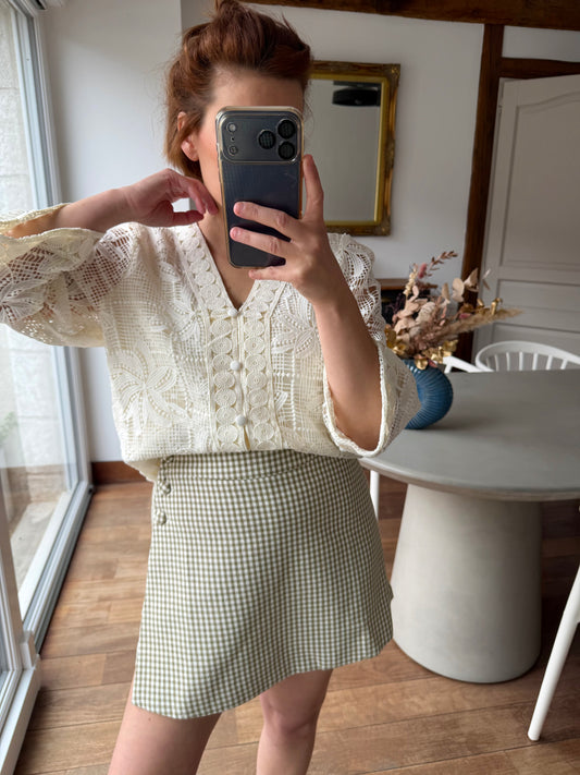 Jupe short Vichy Kaki