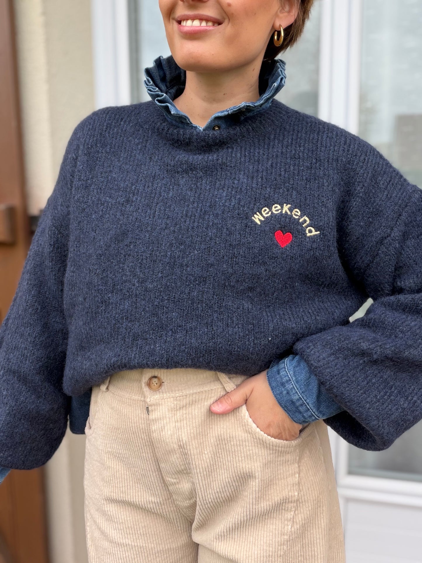 Pull Macchiato bleu