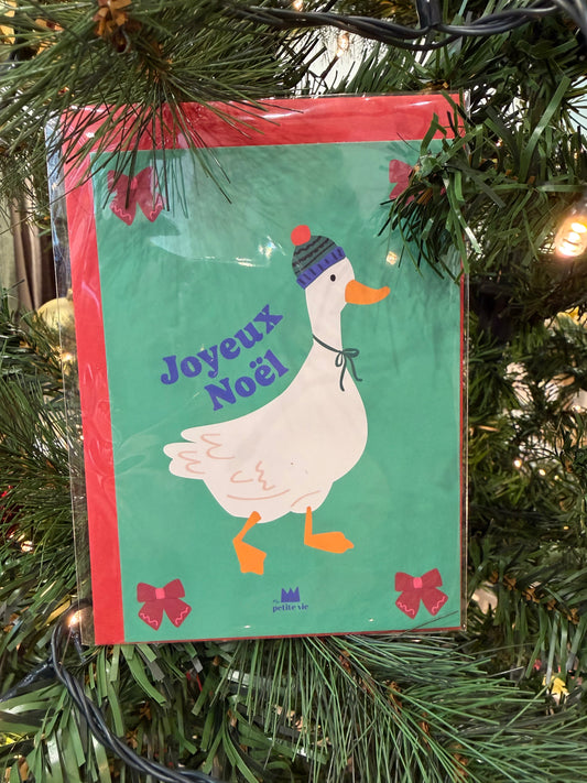 Carte joyeux Noël oie bonnet