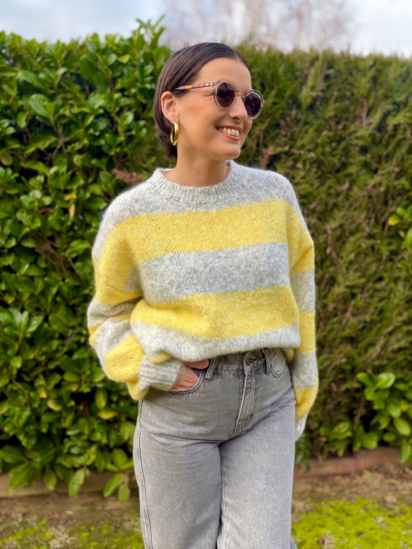 Pull Houna gris/jaune