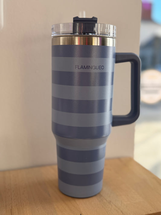 Bouteille isotherme rayures bleues