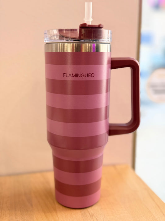 Bouteille isotherme rayures roses