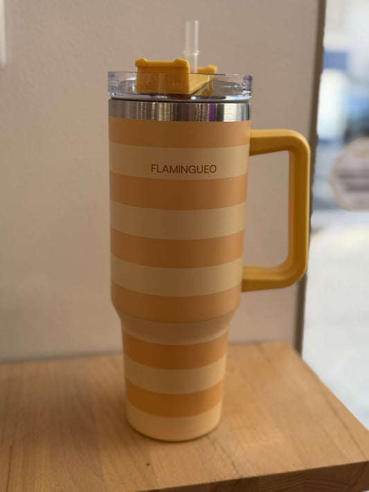 Bouteille isotherme rayures jaunes